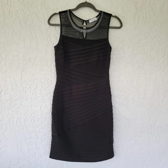 Calvin Klein Sleeveless Dress Embellished Woman's 4 Black - Picture 1 of 11